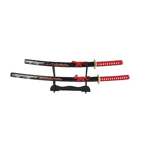 Kit Espada Katana Coleção Decoração Suporte Mesa Cosplay