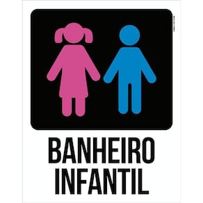 Placa Banheiro Infantil - Menino E Menina 36X46