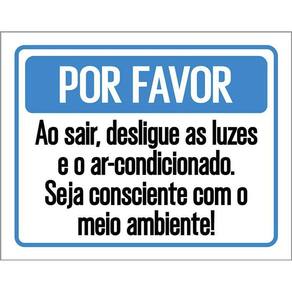 Placa Por Favor Desligue As Luzes Meio Ambiente 36X46