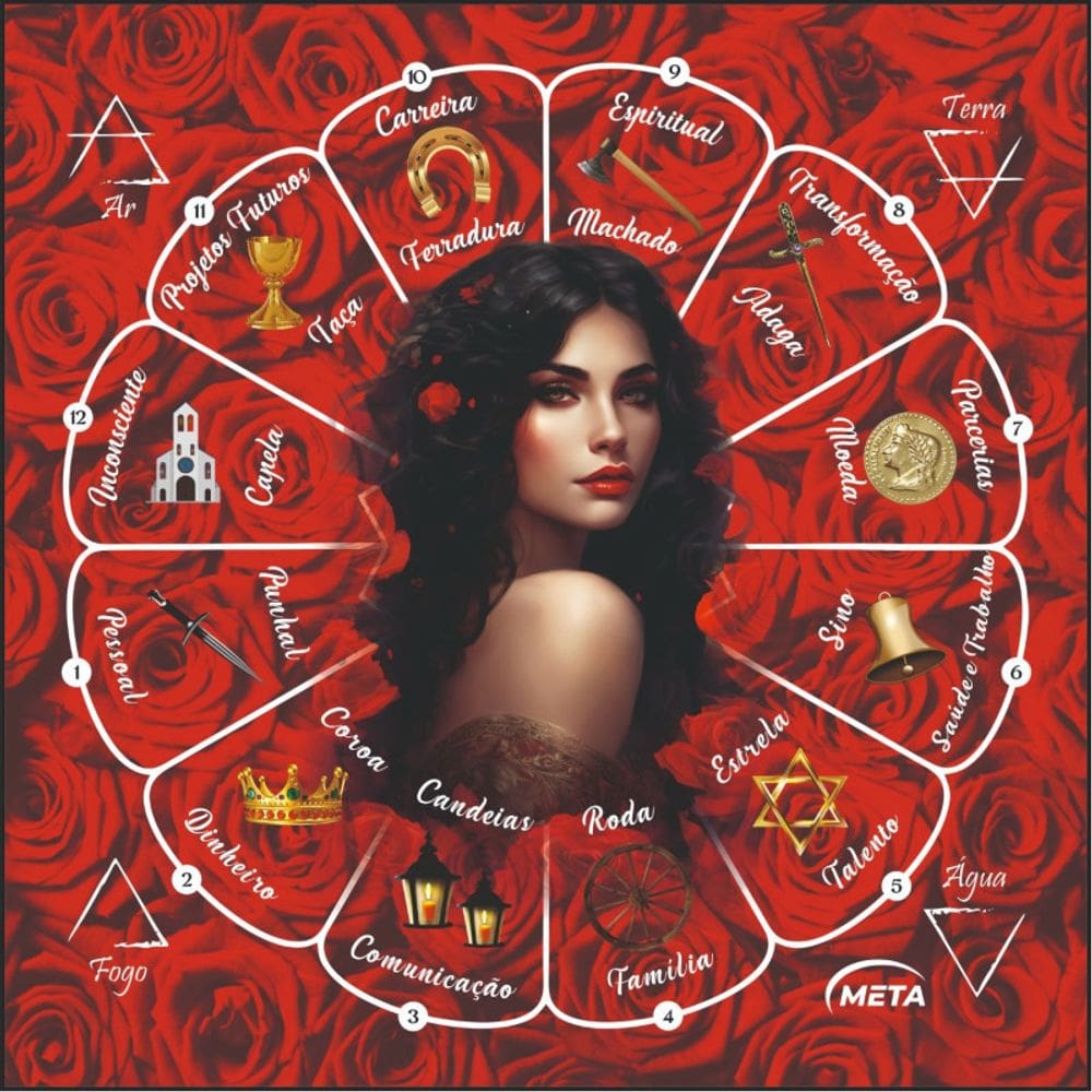 Toalha Sublimada Cigana Tarot Baralho 70x70cm- Selecione Cor