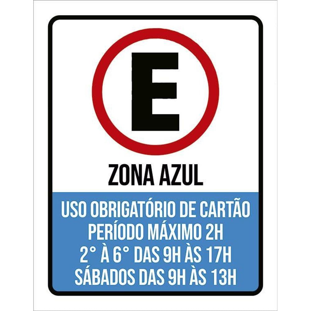 Placa Estacionamento Zona Azul Uso Obrigatório Cartão 36X46