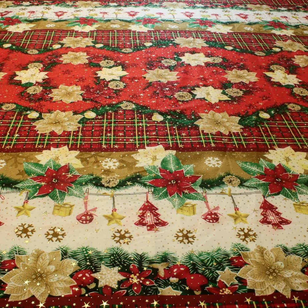 Tecido Oxford Natal Estampado Natalino Com Brilho  Rolo 3 Metros