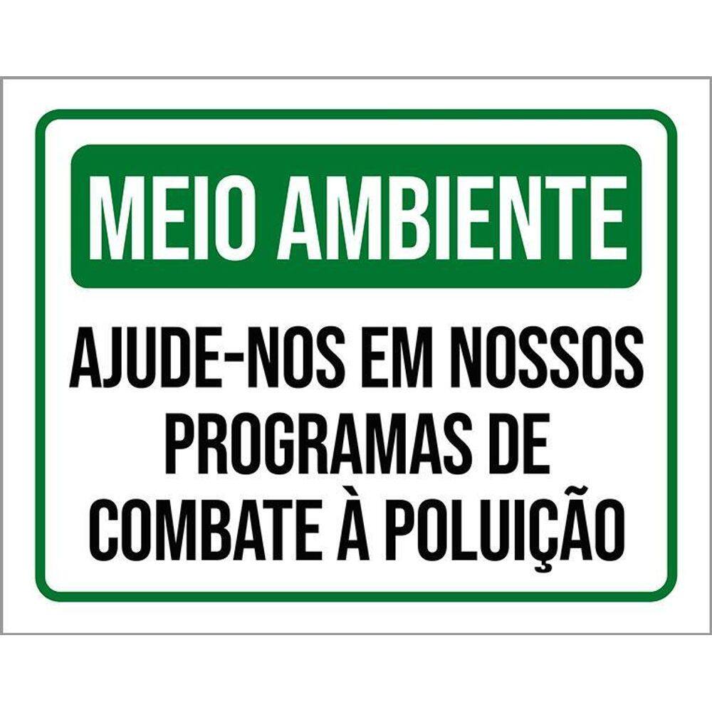 Placa Meio Ambiente Programas Combate Poluição 36X46