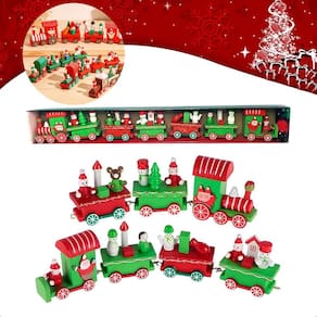 Trem De Madeira Decoração Natal Vintage Trenzinho Brinquedo