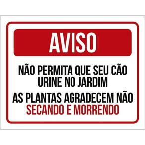 Placa Não Permita Que Seu Cão Urine No Jardim 36X46