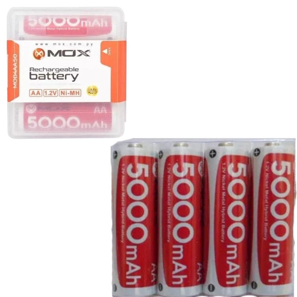 Pilha Recarregável Mox Aa 5000Mah Pacote Com 4 Unidades