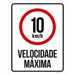 Kit 3 Placas Sinalização - 10Km Velocidade Máxima Ml158