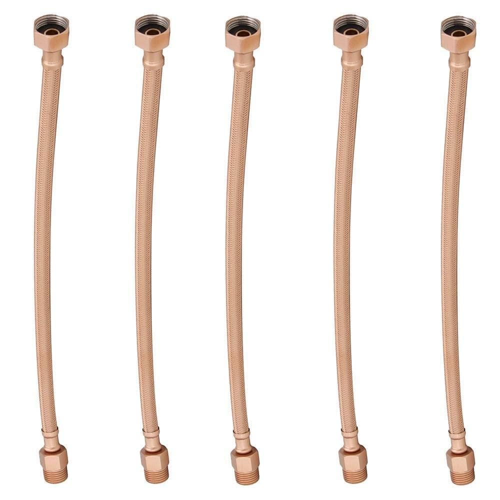 Kit 5 Engate Mangueira Flexível Rose Trançado Aço Inox 30Cm