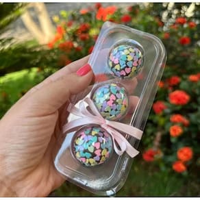 Embalagem Flip Ball Blister Brigadeiro 3 Cavidades 10 Peças - Ideal Para Armazenar 3 Docinhos