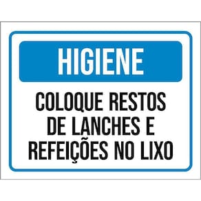 Placa Higiene Coloque Resto Lanches Lixo 36X46