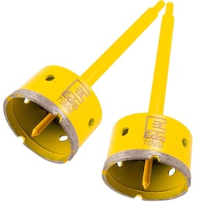 Kit 2 Serra Copo Diamantada 70Mm Com Haste Pino Profissional