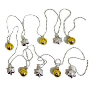 Kit 3 Cordões Dourado Bolas Estrela 2,3M Pendente Enfeite