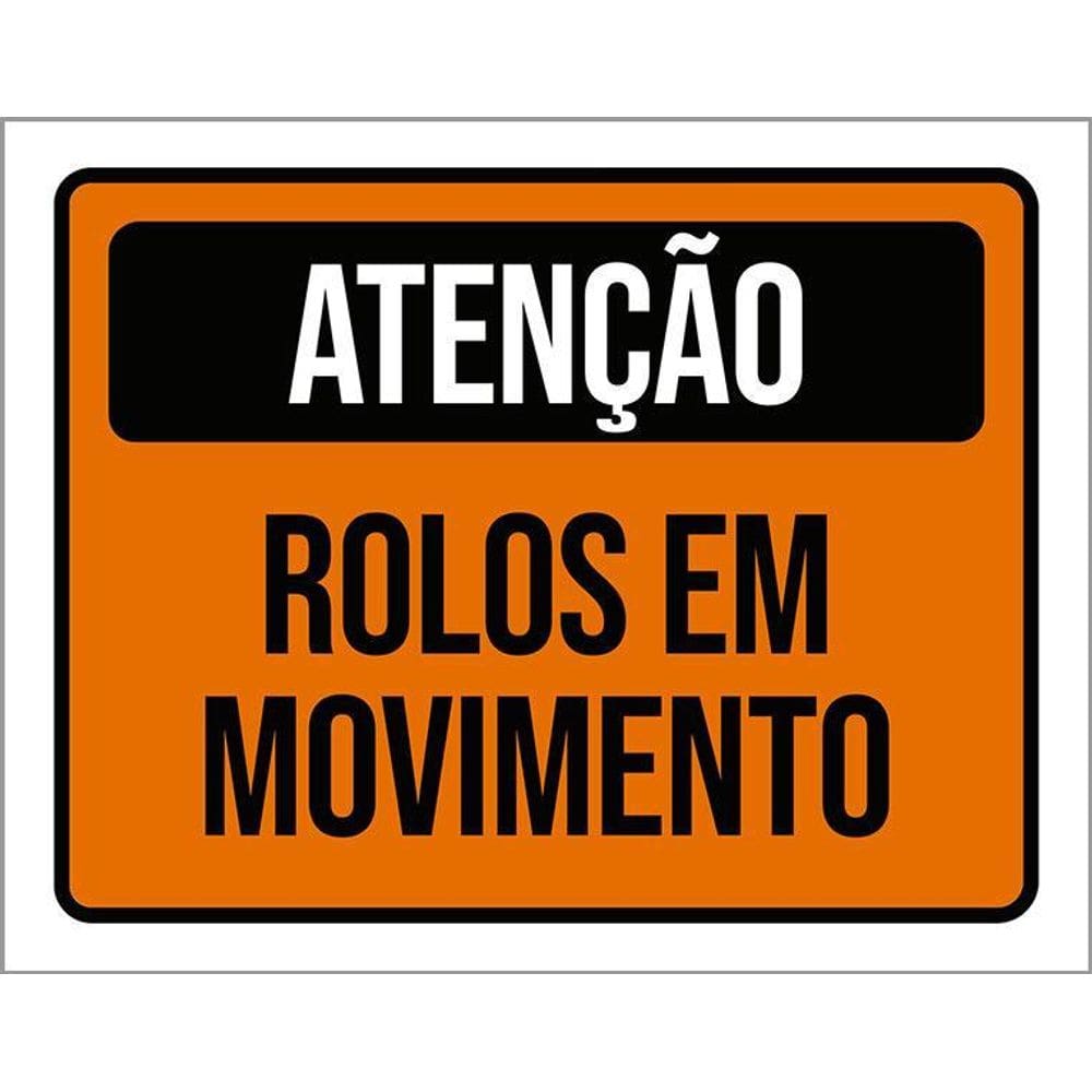 Placa De Sinalização - Atenção Rolos Em Movimento 36X46