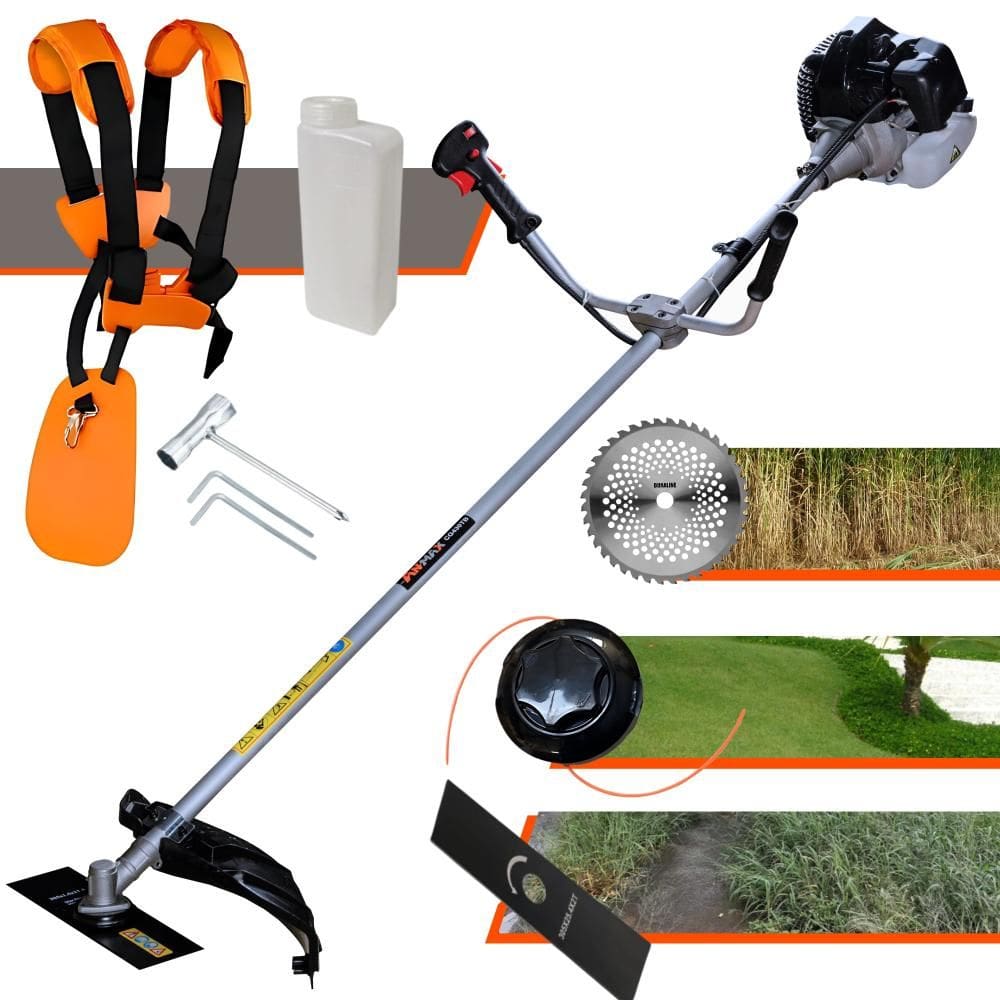 Roçadeira Profissional Lateral Anmax CG430B À Gasolina 43cc 1,7HP 12.000rpm Com Carretel de Nylon + Lâmina 2 Pontas + Lâmina Circular Vídea 40 Dentes