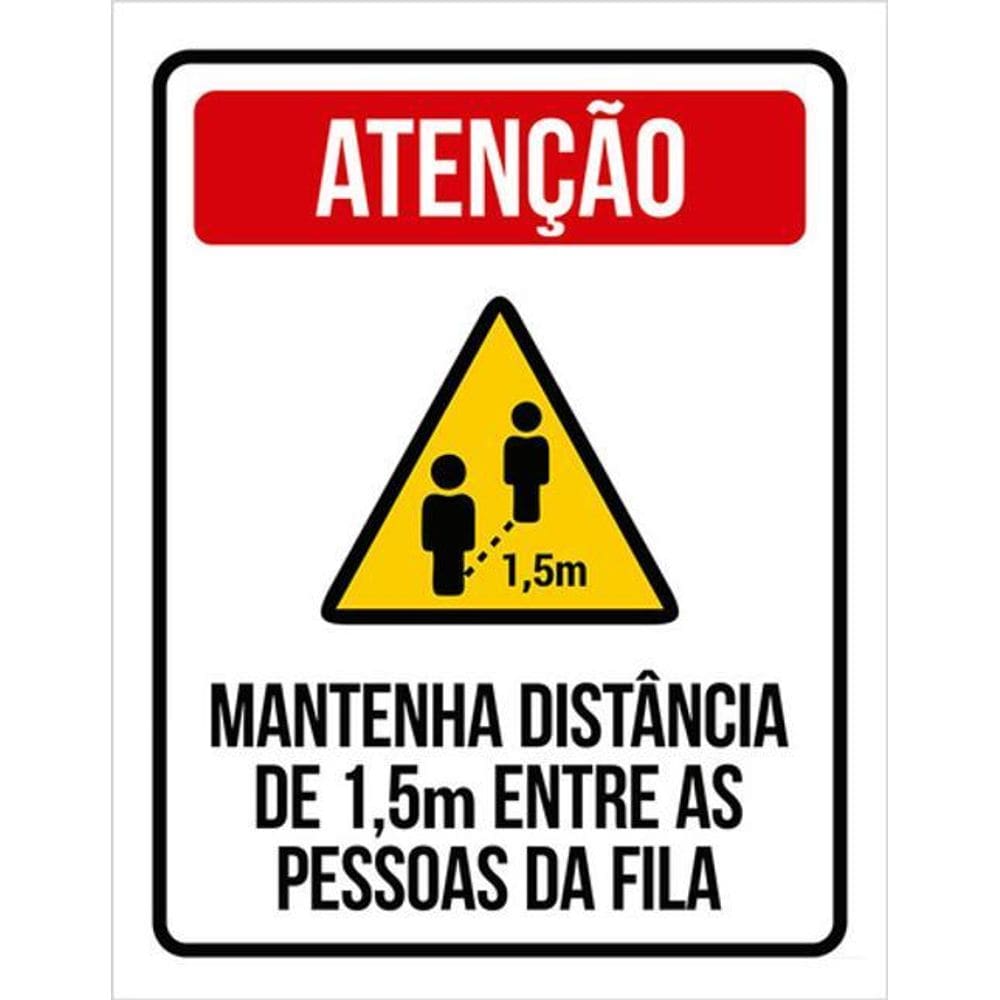 Kit 3 Placas Atenção Mantenha Distância