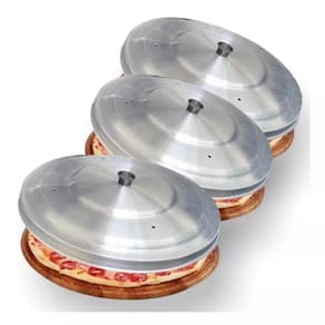 Kit com 3 Tampas Abafador Para Forma De Pizza Em Aluminio 40cm
