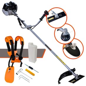 Roçadeira Profissional Anmax CG430-B À Gasolina 43cc 1,7HP 12.000rpm C/ 3 Opções de Cortes, Carretel Nylon e Faca 2 Pontas + Faca Circular 80 Dentes