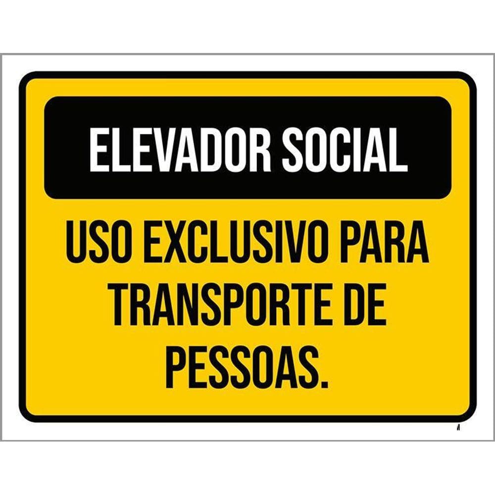 Kit 3 Placas Elevador Social Uso Exclusivo Transporte
