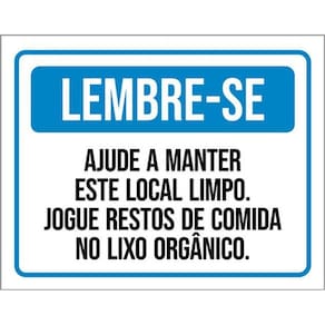 Kit 3 Placas Lembre-Se Ajude Manter Local Limpo Jogue Restos