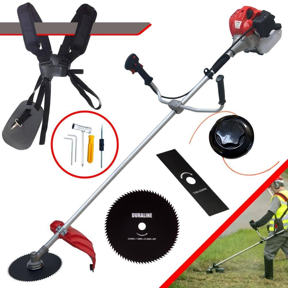 Roçadeira Lateral Anmax CG430-P TB À Gasolina 43cc 2HP Alta Rotação Robusta e Resistente Com Lâmina 2 Pontas + Lâmina 80 Dentes + Carretel de Nylon