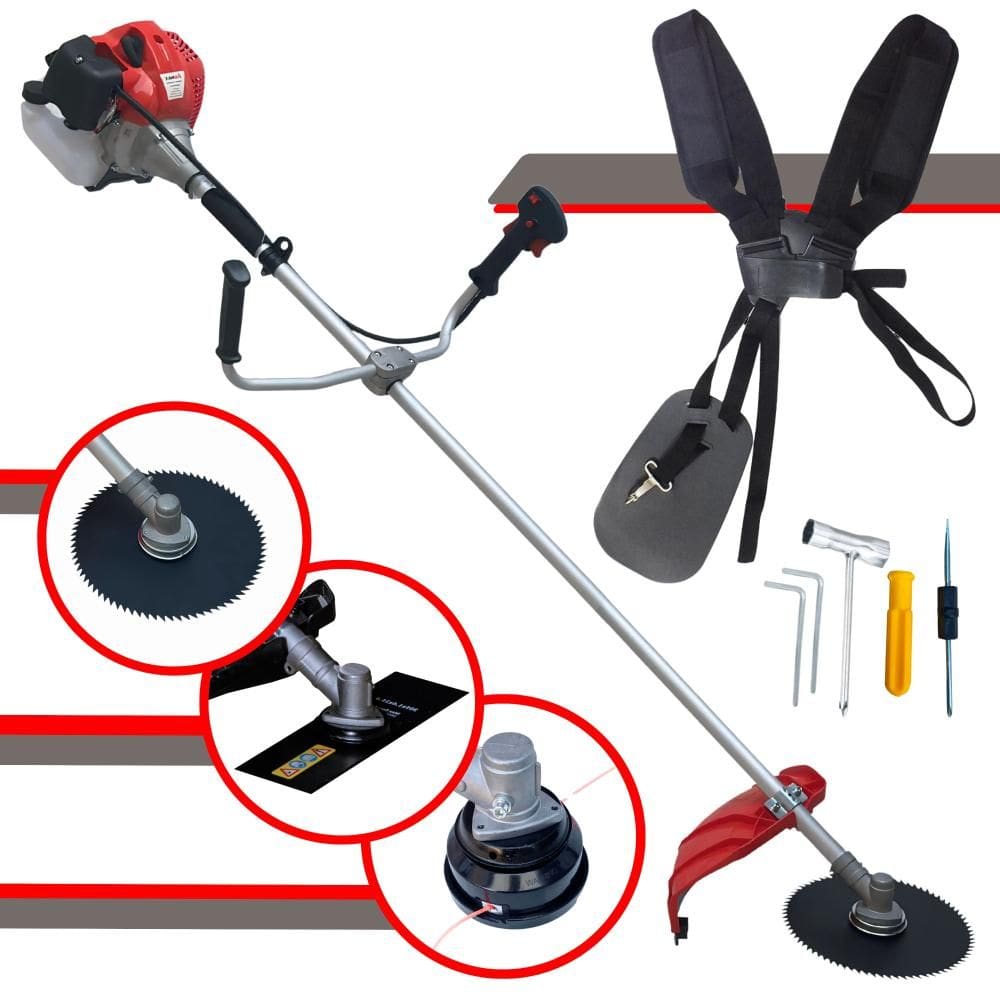 Roçadeira Anmax CG430P TB À Gasolina de Alta Performance 43cc 2HP 2T 9.000rpm Com Carretel Nylon + Faca 2 Pontas + Faca Circular 80 Dentes