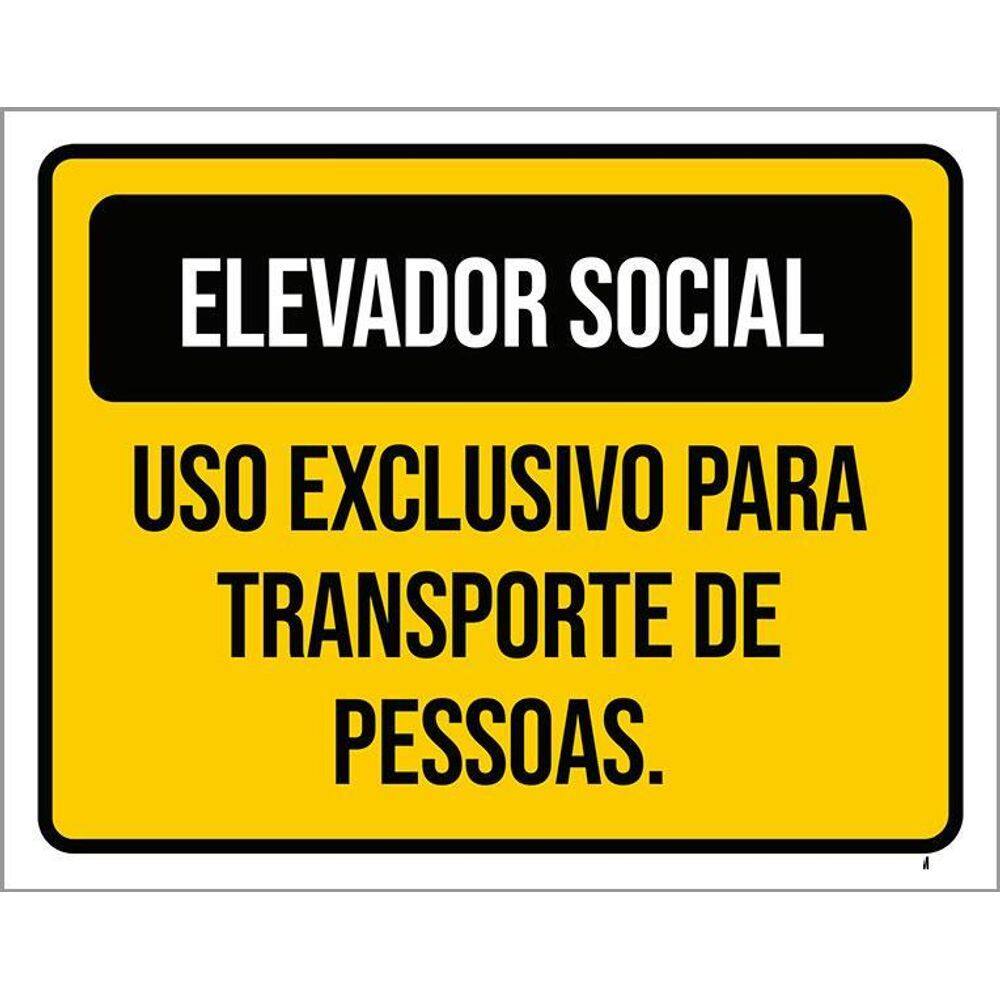 Kit 3 Placas Elevador Social Uso Exclusivo Transporte