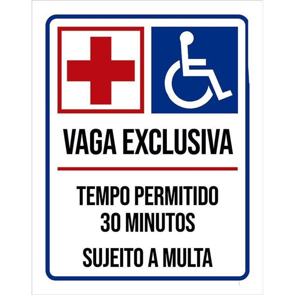 Placa Vaga Exclusiva Deficientes Hospital 30 Minutos 36X46