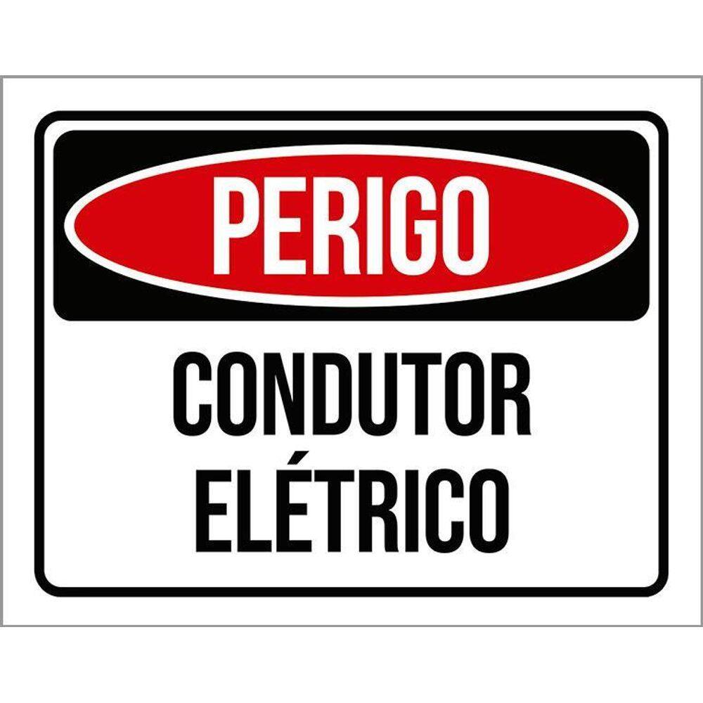 Kit 3 Placas Perigo Condutor Elétrico