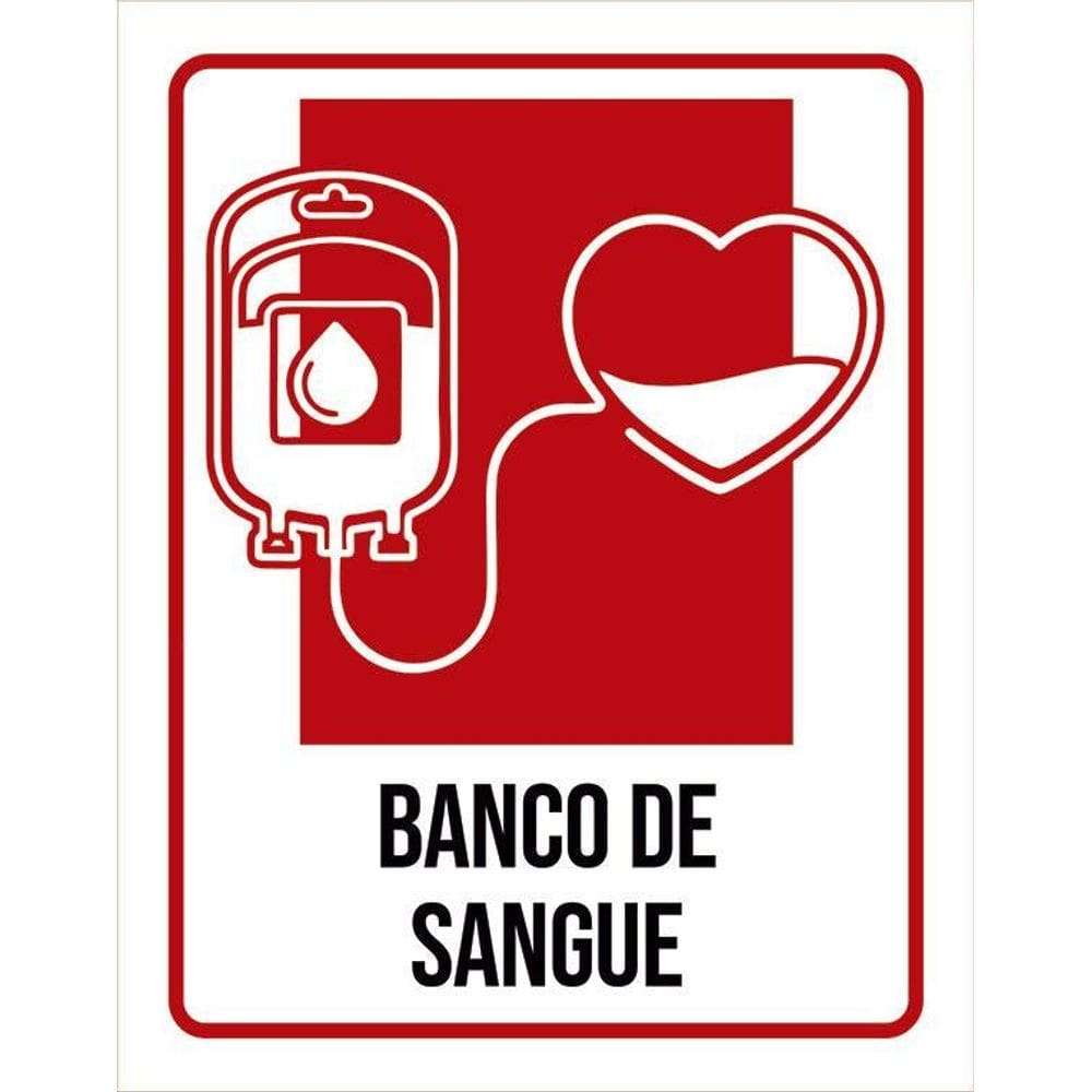 Placa Sinalização Hospitalar Banco De Sangue 36X46