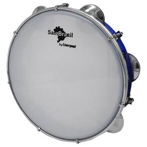 Pandeiro Liverpool Sambrasil Premium 10 Azul C/ Pele Branca