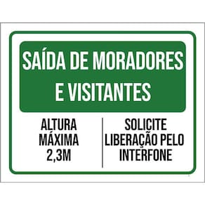 Placa De Sinalização - Condomínio Saída Moradores 36X46