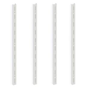 Kit 4 Trilho Prateleira Cremalheira Aço Simples 1M Branco