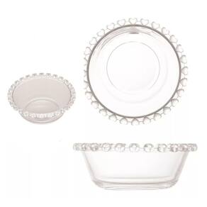 Kit 4X Bowl Raso Com Borda De Coração Cristal Redondo 11,5Cm