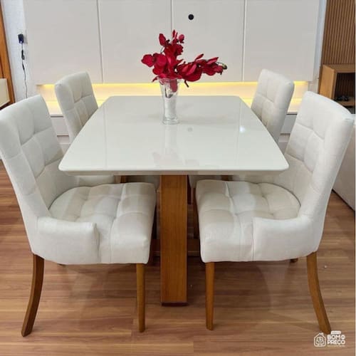 imagem-Conjunto Mesa Hera 1,20x0,90m e 4 Cadeiras Royal - Requinte Salas - Preto 