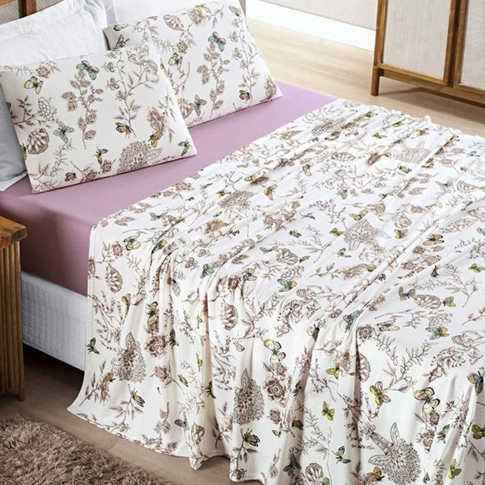 Jogo Lençol Queen Malha Milly 4 Pçs Butter