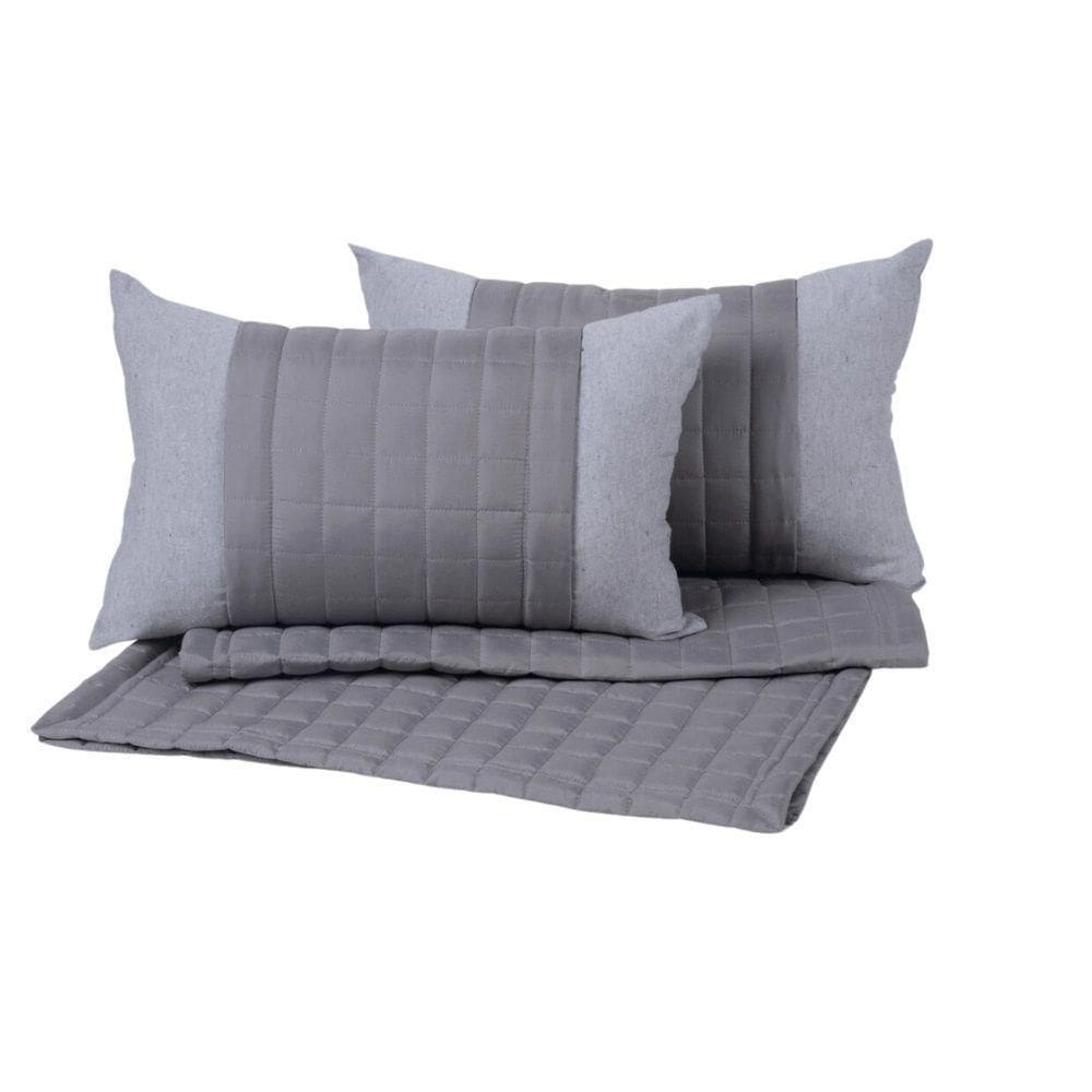 Peseira King Aurora 5 Peças Percal Cinza