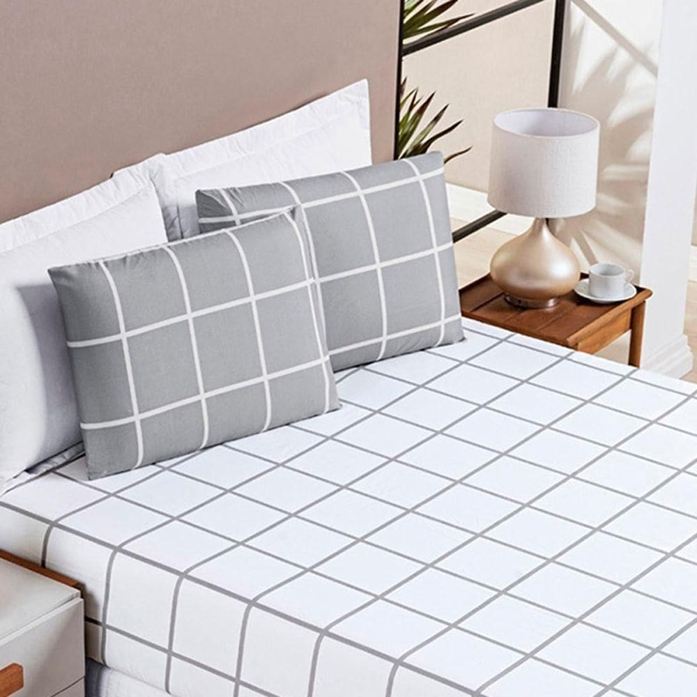 Jogo De Lençol Solteiro Square 2 Peças Cinza