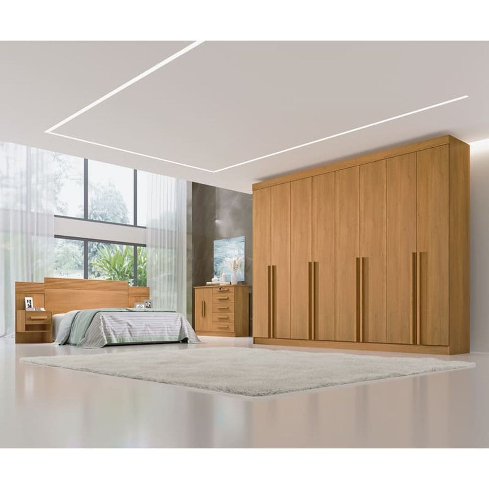 Guarda Roupa Casal 100% MDF 8 Portas 8 Gavetas - Daymont-Cinamomo - Móveis D`Doro