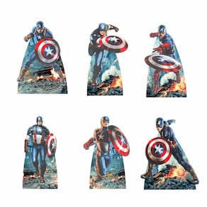 Capitão América Kit 6 Displays De Mesa Totens De Decoração
