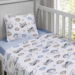 Jogo De Cama Tecebem Malha Mini Cama(montessoriana) Kim 3 Peças Azul