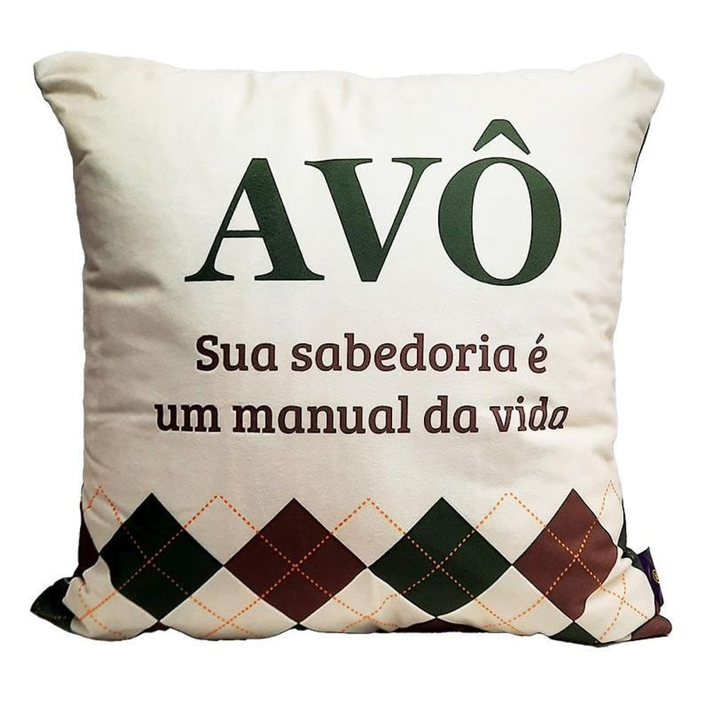 Almofada Fibra Veludo 40X40 Avô Xadrez 10065173 Zonacriativa