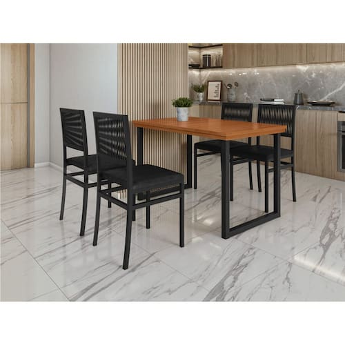 imagem-Conjunto para Área Externa 4 Cadeiras com Corda Naútica 1,20x0,75m - Berlim - Paonanda Decor - Marrom