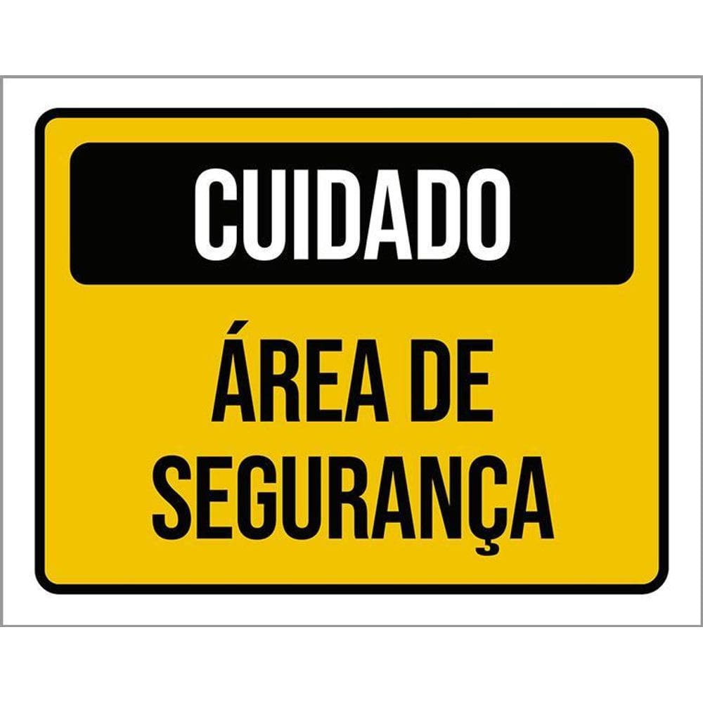 Kit 3 Placas Sinalização Cuidado Área De Segurança