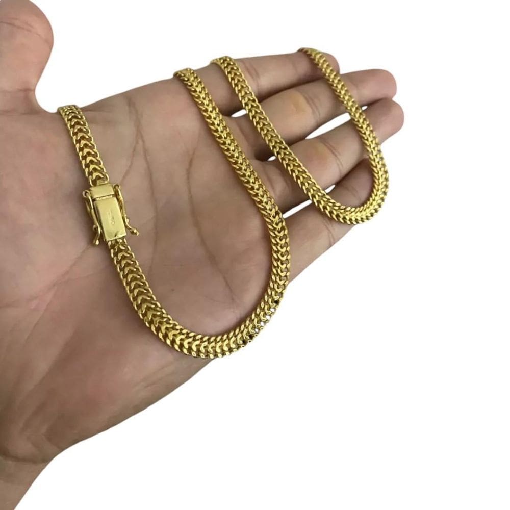 Cordão Lacraia 6Mm - Banhado A Ouro 18K