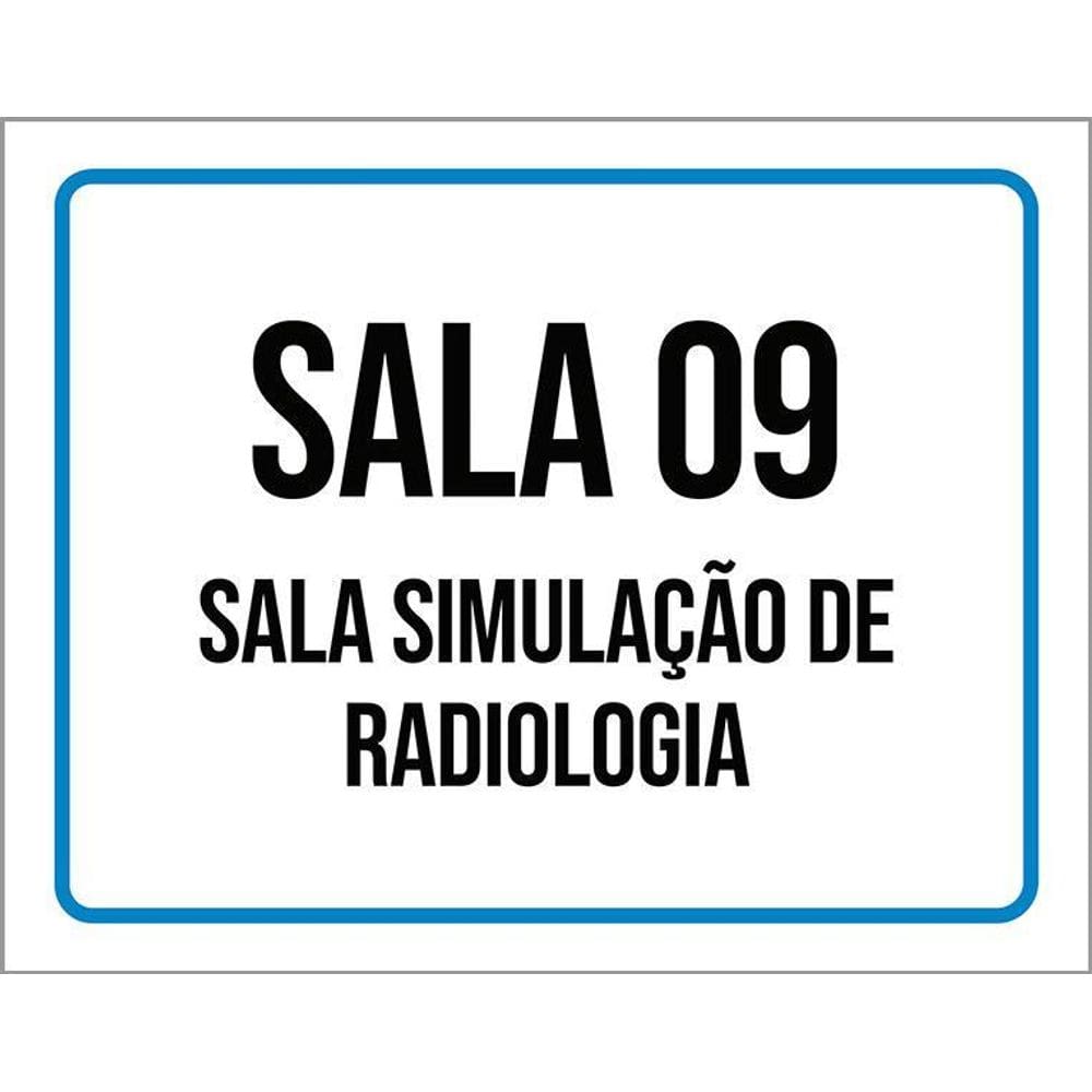 Placa Sinalização Azul Sala 9 Simulação Radiologia 36X46