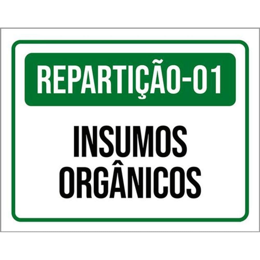 Kit 3 Placas Repartição 01 Insumos Orgânicos