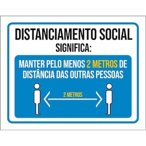 Placa Distanciamento Social Significa Manter 2 Metros 36X46