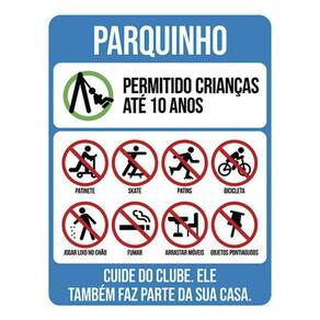 Placa Sinalização - Parquinho Regras De Uso 36X46