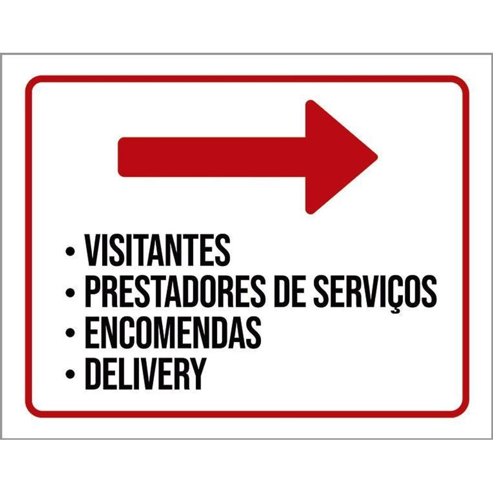 Placa Sinalização - Visitantes Prestadores Serviços 36X46