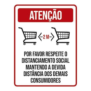 Kit 3 Placas Distanciamento Social Supermercado